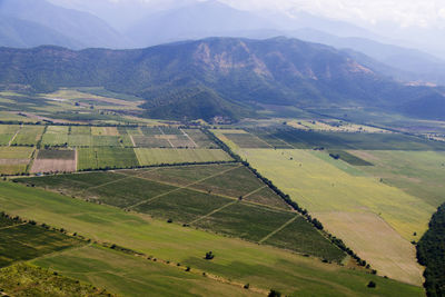 Kakheti view and landscape from the helicopter, georgian nature beauty