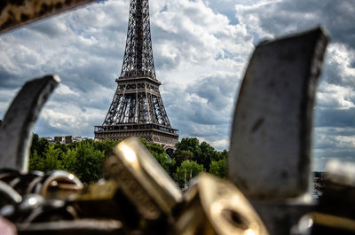 View of tower against cloudy sky