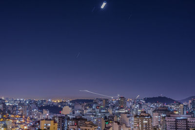 Long exposure urban night photography with buildings and lights in rio de janeiro, brazil