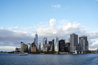 View of the world trade center skyline from the ship