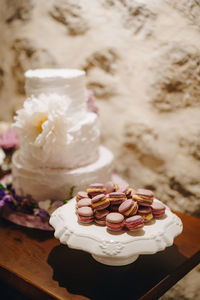 High angle view of cake on table