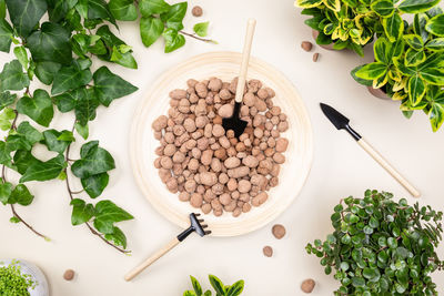 High angle view of food in bowl on table