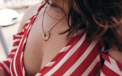 Close-up of necklace in woman