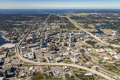 Aerial view of buildings in city