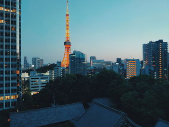 Modern buildings in city against sky