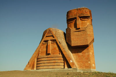 We are the mountains monument in stepanakert, nagorno karabakh, armenian heritage