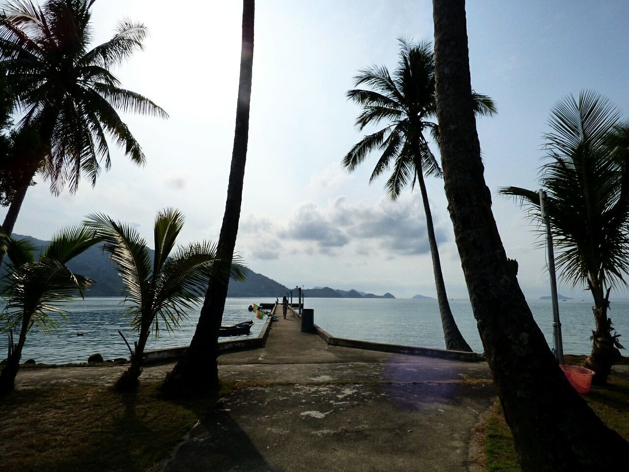 palm tree, sea, tree, water, horizon over water, sky, beach, tree trunk, tranquility, tranquil scene, scenics, nature, shore, beauty in nature, growth, transportation, vacations, cloud - sky, sand, tourism