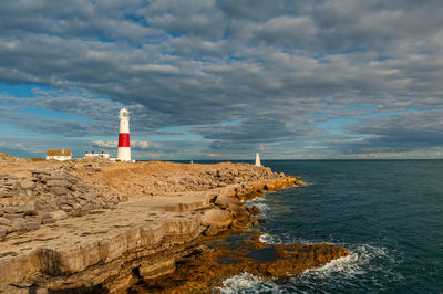 Portland bill lighthouse. dorset coast in isle of portland, uk. 