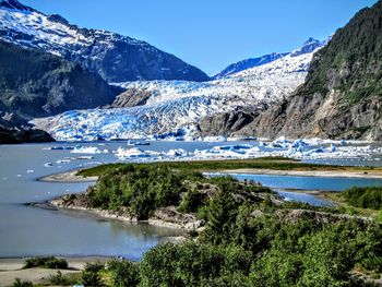 Scenic view of mendenhall glacier against clear sky