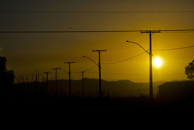 Silhouette landscape against sky during sunset