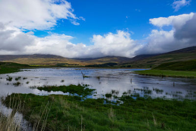 Scenic view of lake against sky