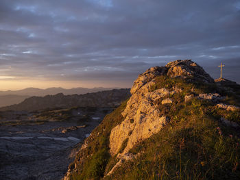 Scenic view of landscape against sky during sunset