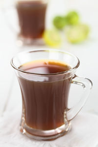 Close-up of tea in cup on table