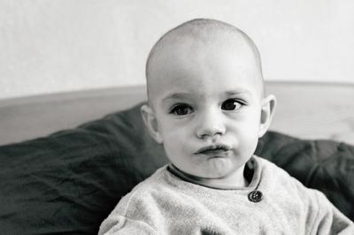Close-up portrait of cute baby boy