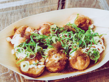 Close-up of food in plate on table