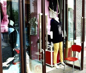 View of store through window