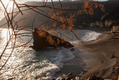 Scenic view of sea against sky at sunset