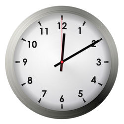 Low angle view of clock against white background