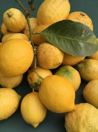 High angle view of lemons on table