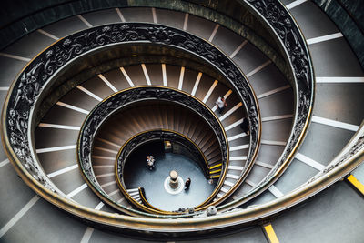 High angle view of spiral staircase in building