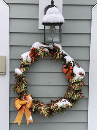 Close-up of christmas wreath 