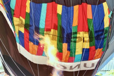 Close-up of multi colored hot air balloon