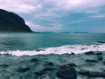 Far away in norway, along the atlantic ocean, seascape from the shore, wilderness, horizon, islands