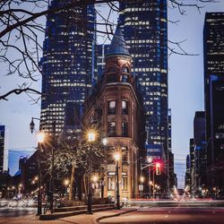 Illuminated city at night