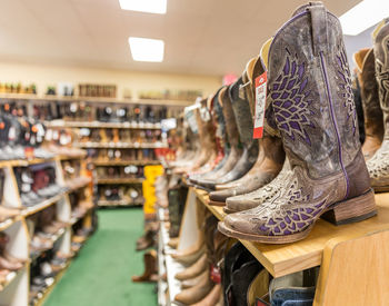 Close-up of shoes at store