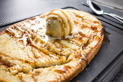 French toast with butter and ice cream