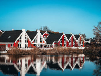 Reflection of building in water