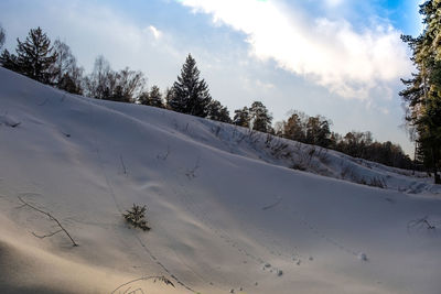 Scenic view of snowcapped landscape against sky