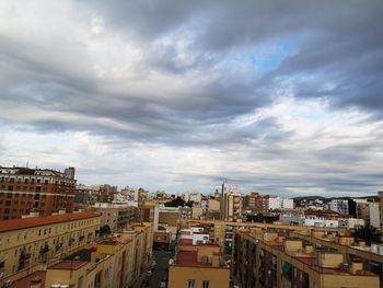High angle view of buildings in city