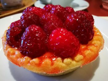 Close-up of strawberry cake