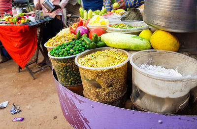 High angle view of fruits for sale in market