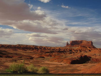 View of rock formation on arid landscape