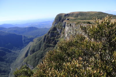 Scenic view of mountains against clear sky