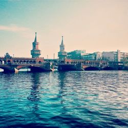 View of river with buildings in background