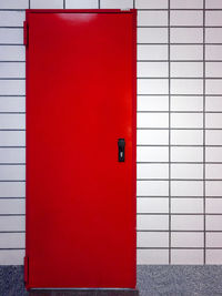 Close-up of red closed door