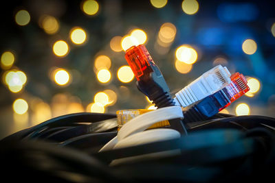 Close-up of illuminated christmas lights