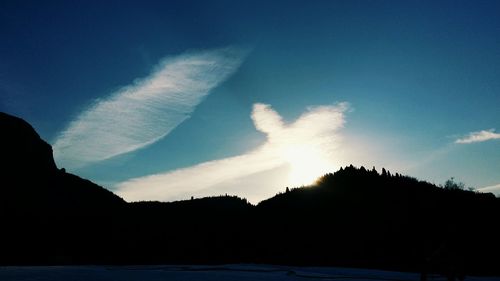 Scenic view of mountains against cloudy sky