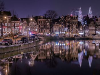 Illuminated city at night