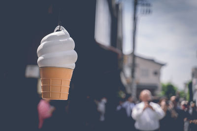 Large cup ice cream in the local market.