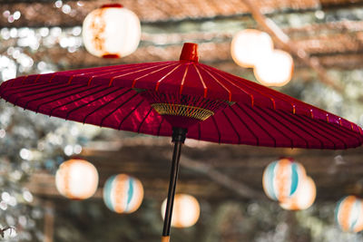 Low angle view of decoration hanging outdoors