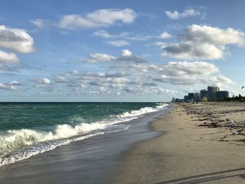 Scenic view of beach against sky