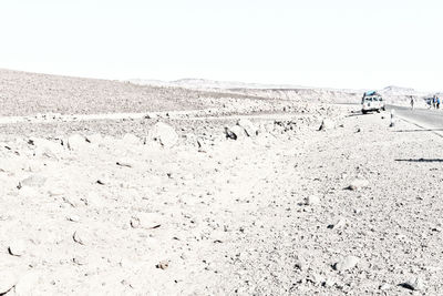 Scenic view of land against clear sky