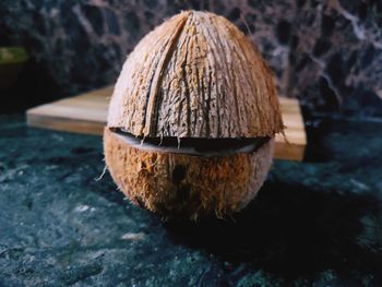 Close-up of banana on table