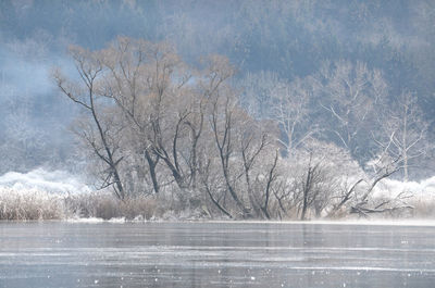 Scenic view of frozen lake against sky