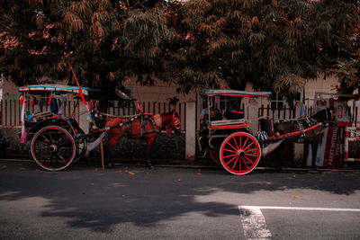The old transportation parked on street