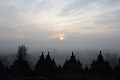 Temple against sky during sunset